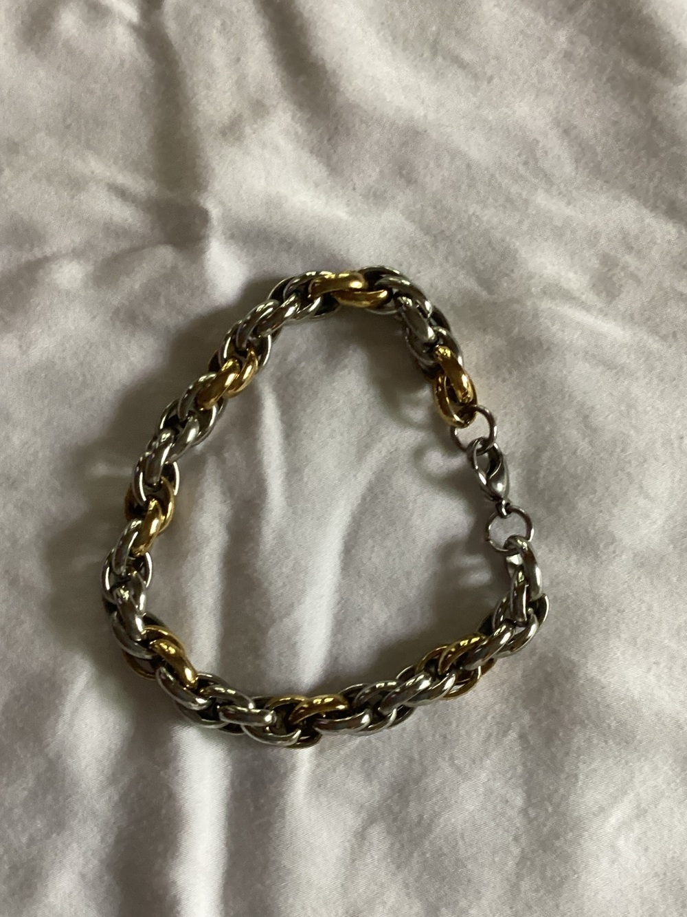 Two-Tone Gold & Silver Twist Chain Bracelet - Women
